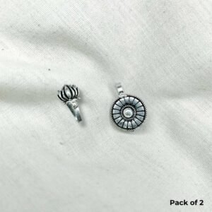 oxidised nose pins, oxidised nose pins combo, nose pins set, non-pierced nose pins, nose clip ons, 2 nose pins, set of 2 nose pins, round, lotus nose pin,