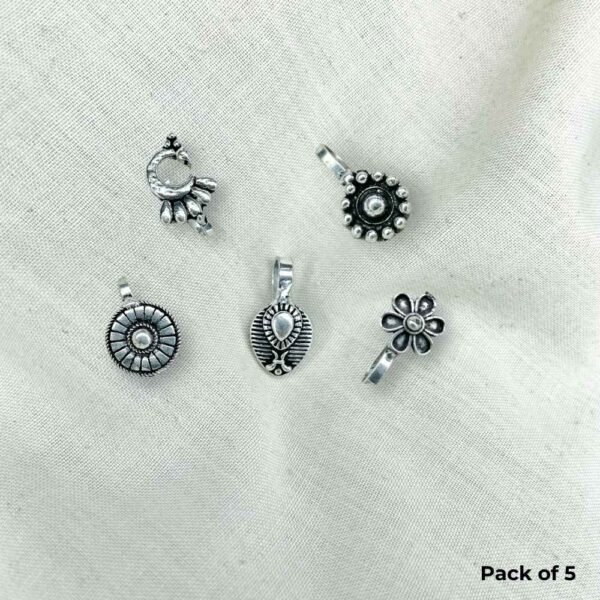 Oxidised Nose Pins Combo (Pack of 5) - Image 2