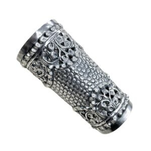 oxidised silver Chitai Hand Cuff, oxidised kada, chitai work kada, silver handcuff, oxidised adjustable bangle, chitai work, jali work kada angle free size