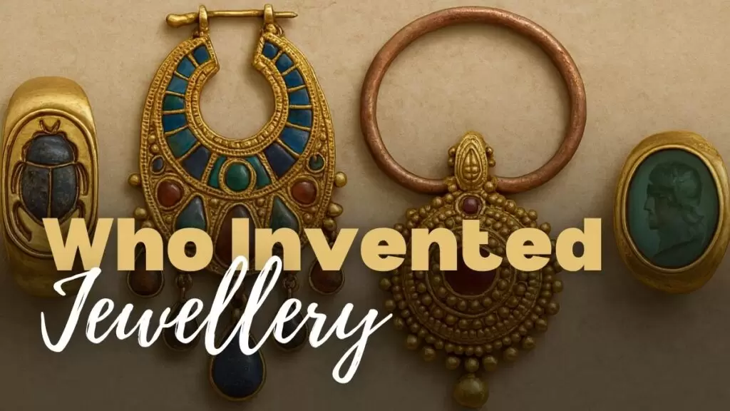 who invented jewellery, history of jewellery, jewellery origin history, Ancient jewellery pieces from Egyptian, Indian, Greek, and prehistoric eras displayed on aged parchment.