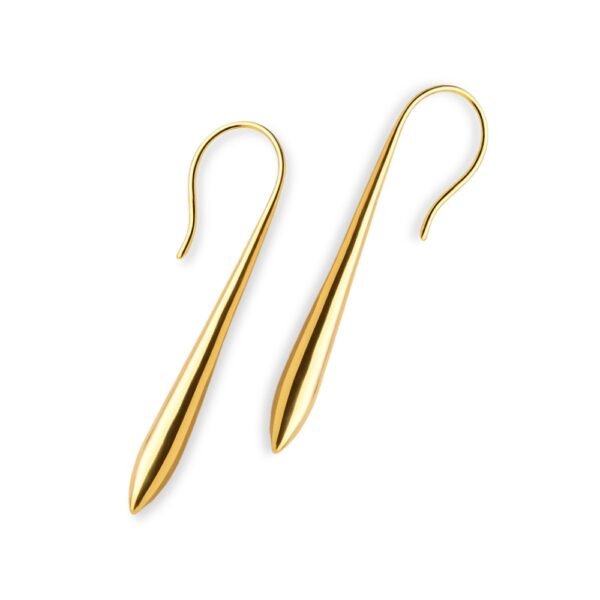 Gold Long Tear Drop Anti Tarnish Earrings