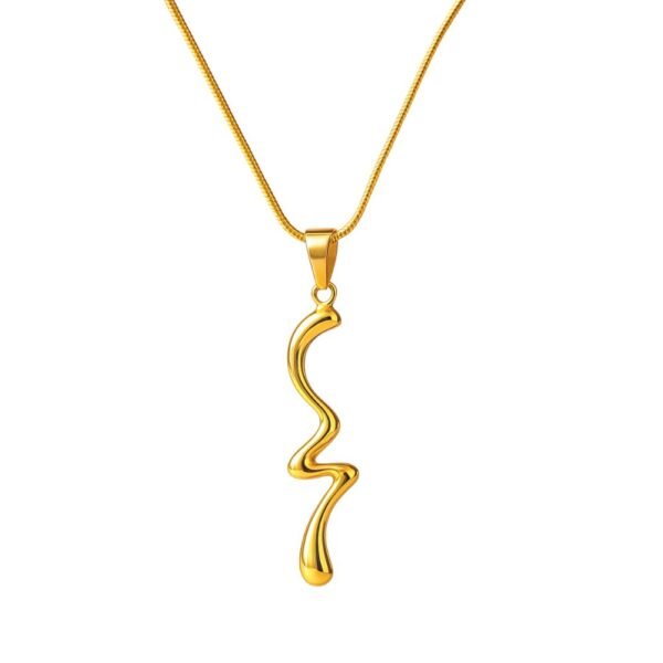 Gold Plated Wave Design Anti Tarnish Necklace, gold molted flow spiral anti tarnish necklace