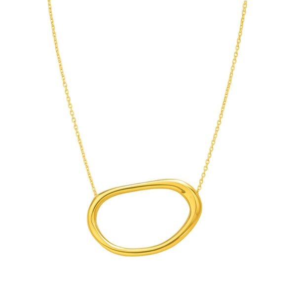Oval Anti Tarnish Necklace, Minimalist gold oval pendant necklace on a delicate chain, displayed against a clean white background with soft professional lighting. Oval Anti Tarnish Necklace