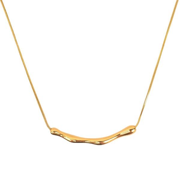 Gold Plated Wavy Bar Necklace, molten melted flow necklace, anti tarnish minimal necklace jewellery