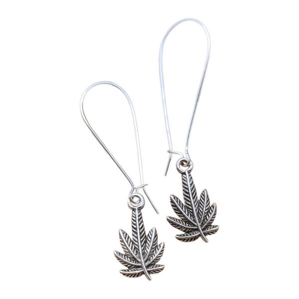 Avvni Filigree Leaf Motif Oxidised Earrings front view on white background