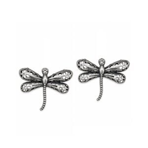 Oxidised Silver Dragonfly Stud Earrings for Women