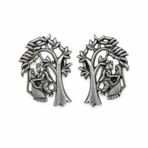 Oxidised Silver Radha Krishna Stud Earrings for Women by Avvni The Store