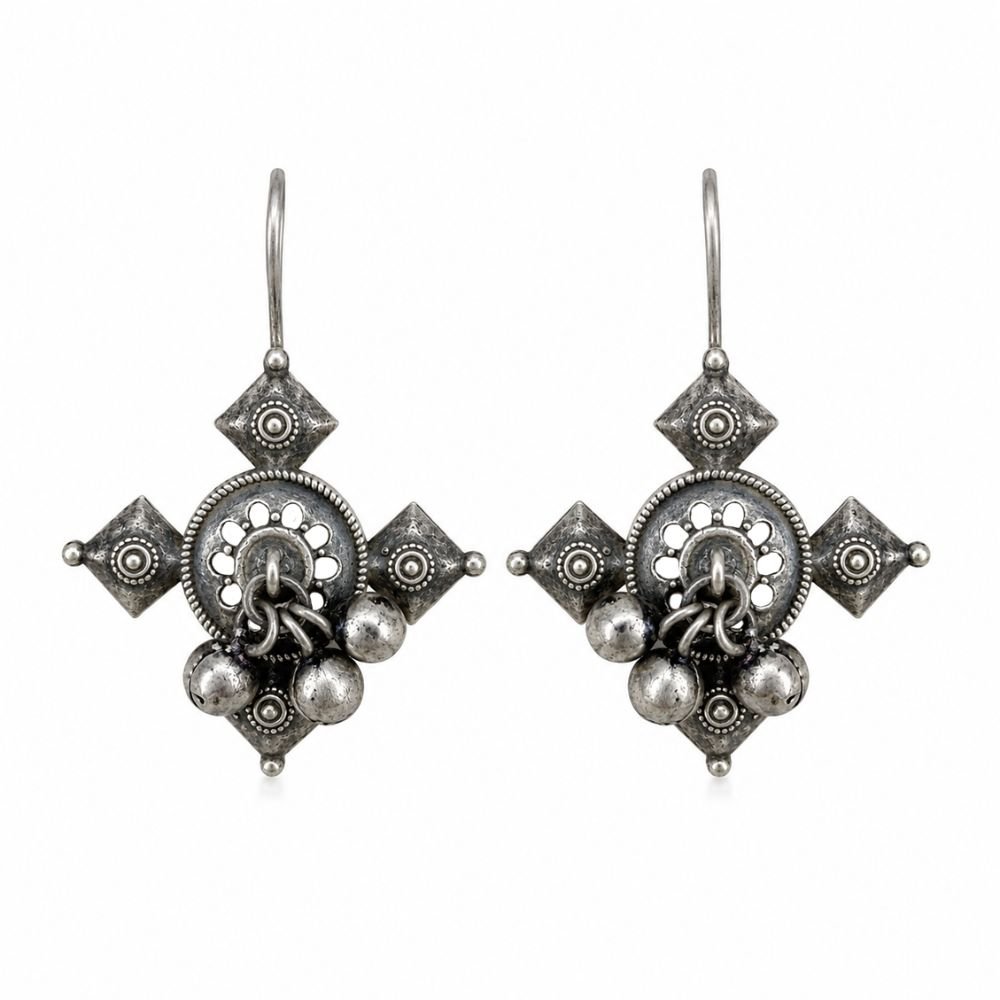 Avvni Oxidised Silver Tribal Drop Earrings | Avvni The Store Oxidised Silver Tribal Drop Earrings by Avvni The Store